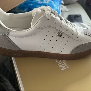 Michael Kors White and Gray Sneakers with Brown Sole